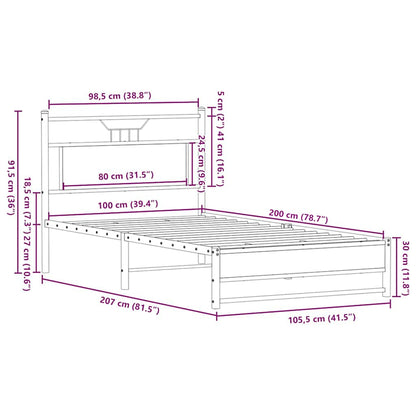 vidaXL Bed Frame without Mattress Brown Oak 100x200 cm Engineered Wood