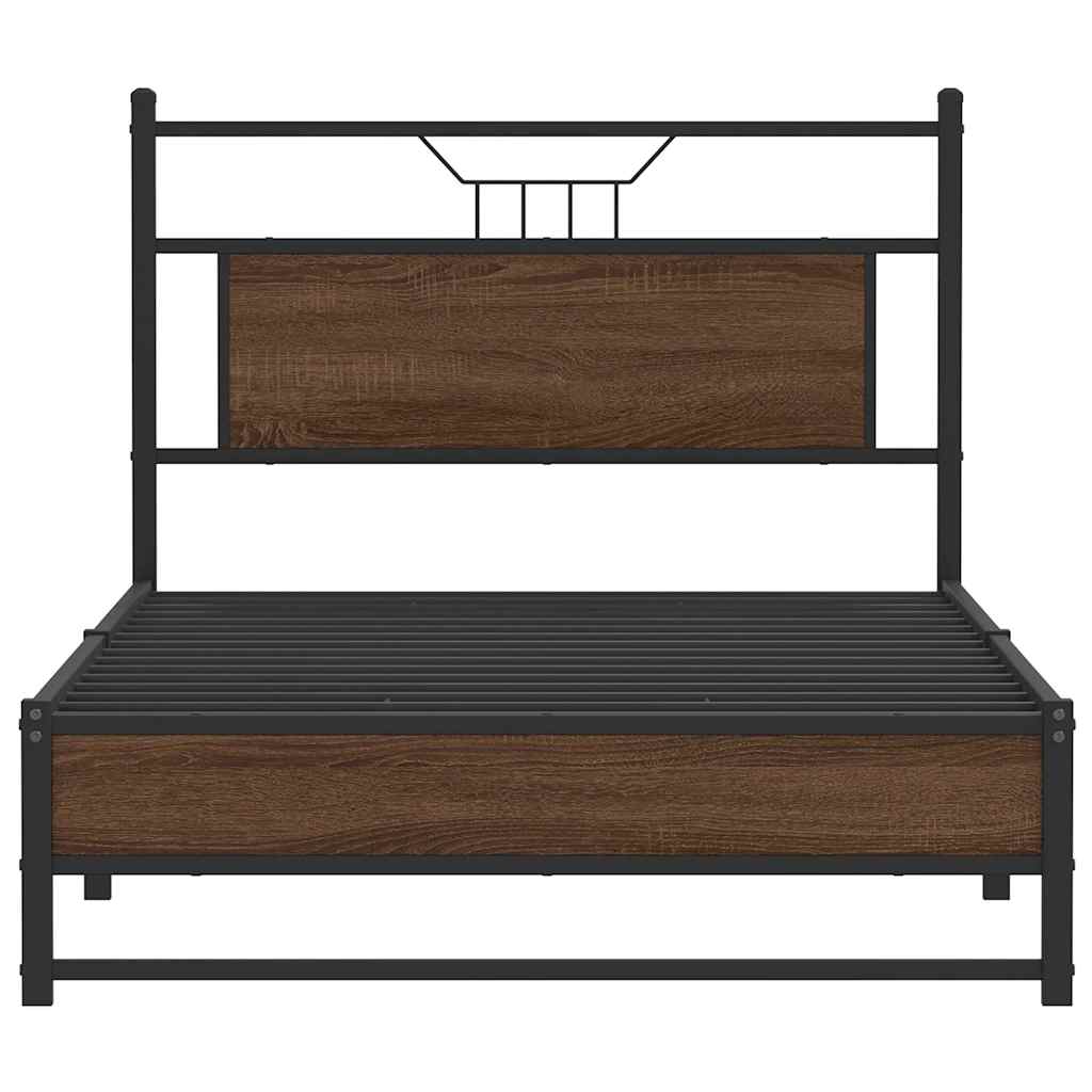 vidaXL Bed Frame without Mattress Brown Oak 107x203 cm Engineered Wood
