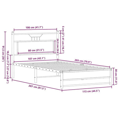vidaXL Bed Frame without Mattress Brown Oak 107x203 cm Engineered Wood