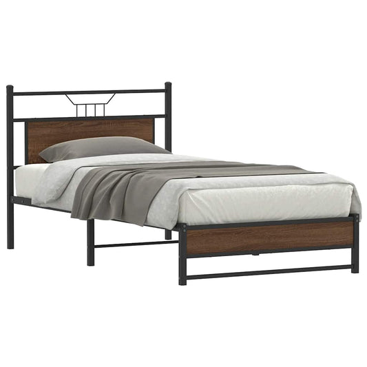 vidaXL Bed Frame without Mattress Brown Oak 107x203 cm Engineered Wood