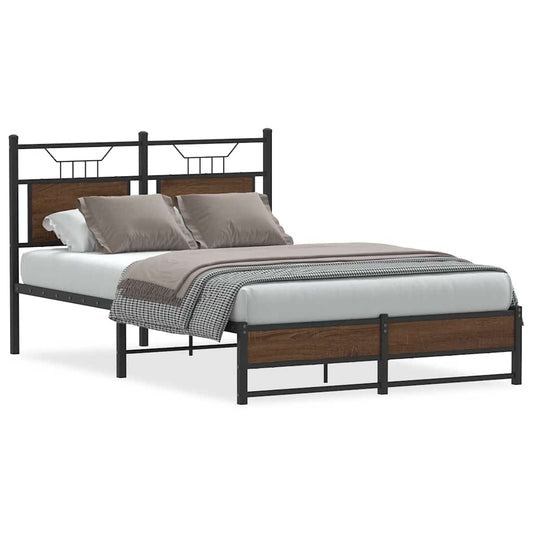 vidaXL Bed Frame without Mattress Brown Oak 120x190 cm Small Double Engineered Wood
