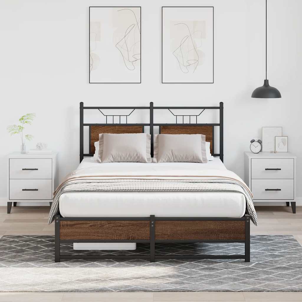 vidaXL Bed Frame without Mattress Brown Oak 120x190 cm Small Double Engineered Wood