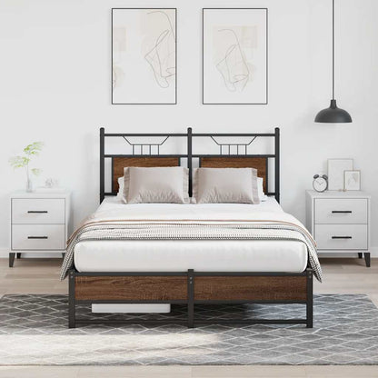 vidaXL Bed Frame without Mattress Brown Oak 120x190 cm Small Double Engineered Wood