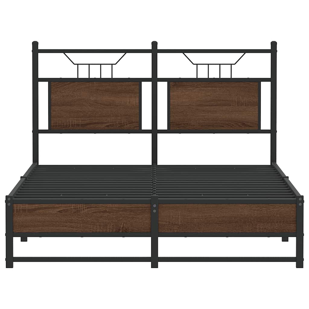 vidaXL Bed Frame without Mattress Brown Oak 120x190 cm Small Double Engineered Wood