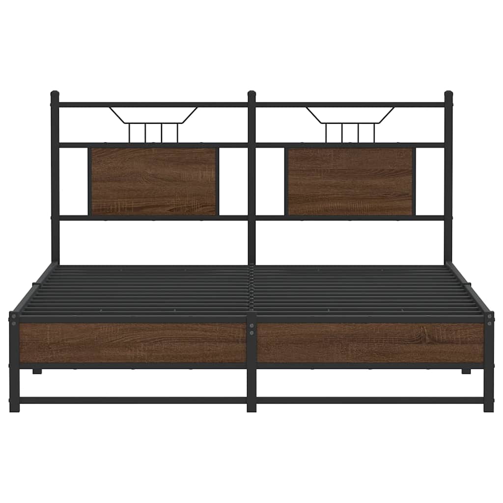 vidaXL Bed Frame without Mattress Brown Oak 137x190 cm Engineered Wood