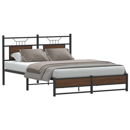 vidaXL Bed Frame without Mattress Brown Oak 137x190 cm Engineered Wood