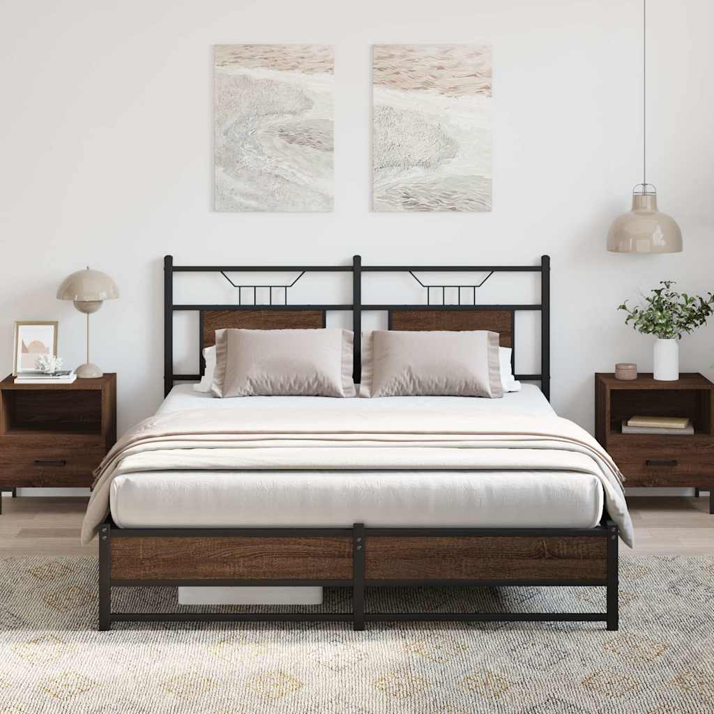 vidaXL Bed Frame without Mattress Brown Oak 140x190 cm Engineered Wood