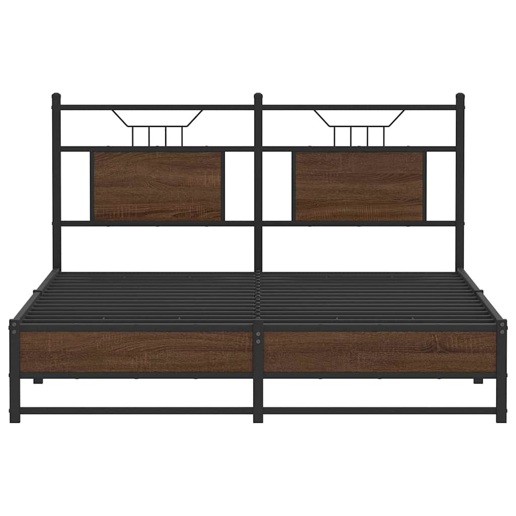 vidaXL Bed Frame without Mattress Brown Oak 140x190 cm Engineered Wood