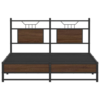 vidaXL Bed Frame without Mattress Brown Oak 140x190 cm Engineered Wood