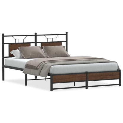 vidaXL Bed Frame without Mattress Brown Oak 140x200 cm Engineered Wood