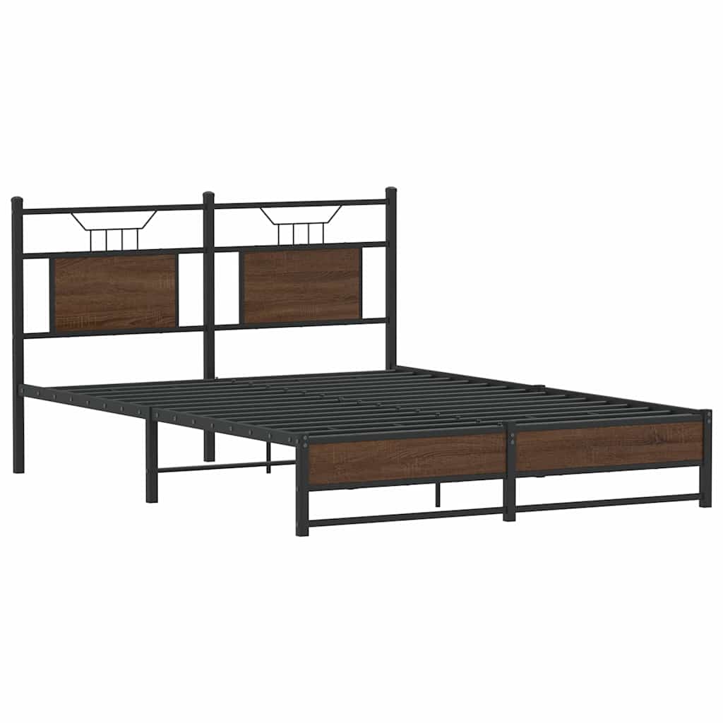 vidaXL Bed Frame without Mattress Brown Oak 140x200 cm Engineered Wood