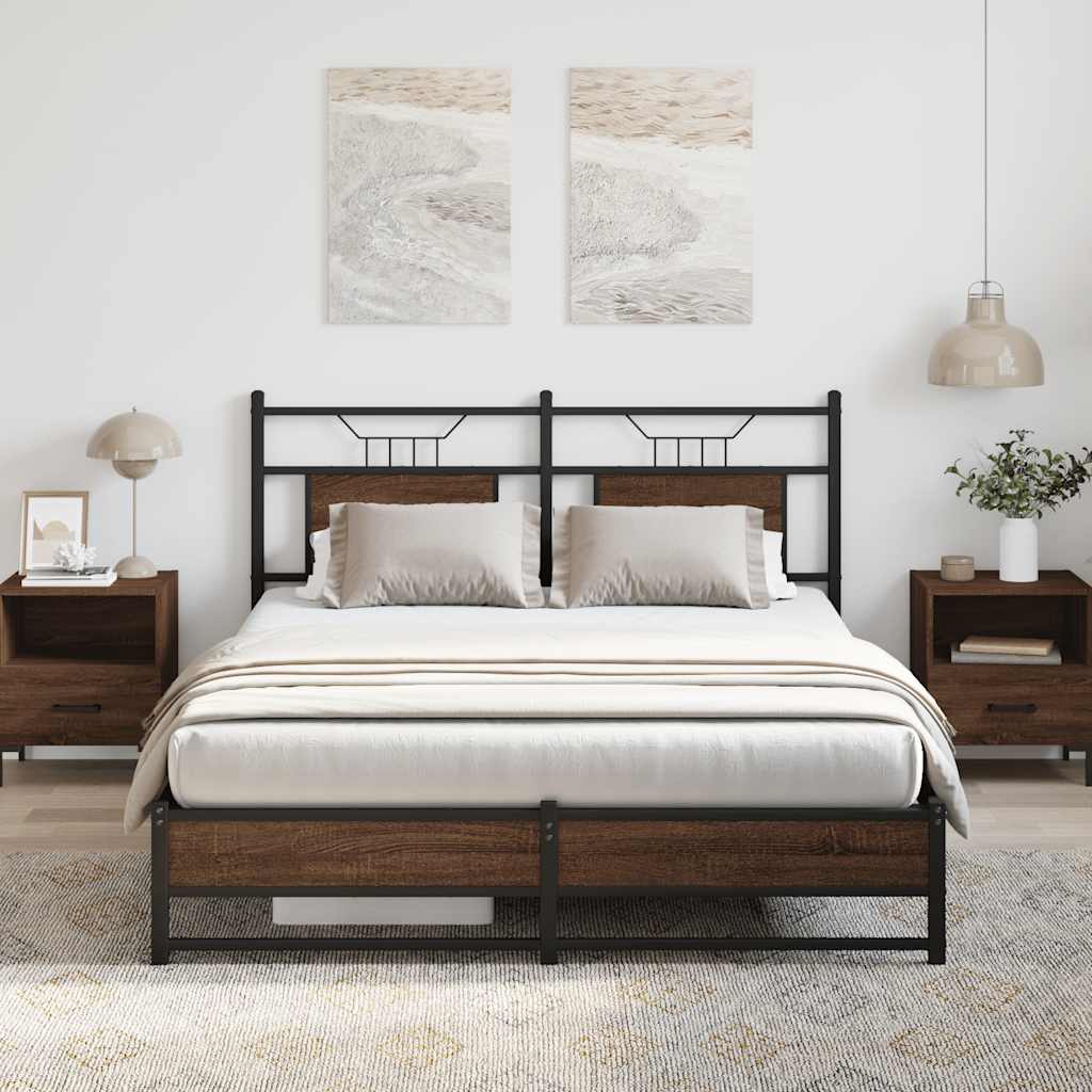 vidaXL Bed Frame without Mattress Brown Oak 140x200 cm Engineered Wood