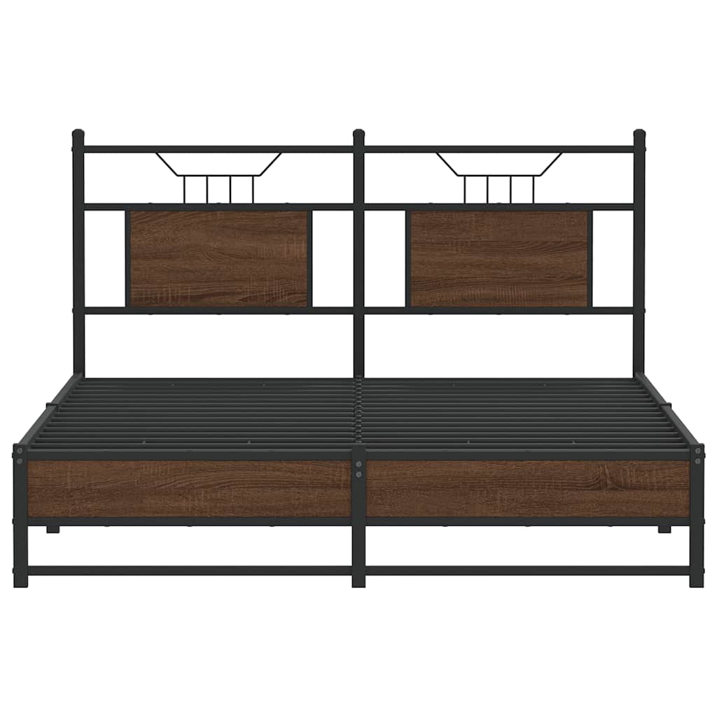 vidaXL Bed Frame without Mattress Brown Oak 140x200 cm Engineered Wood