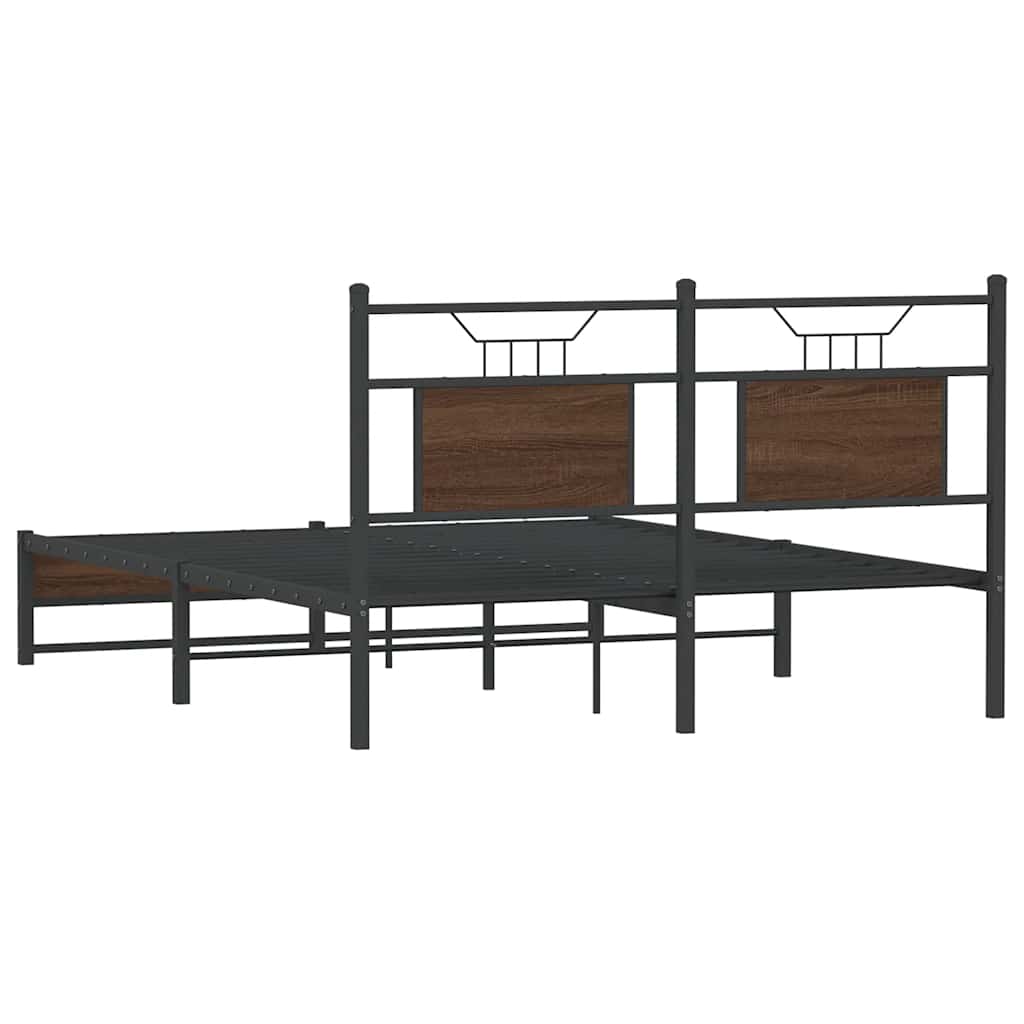 vidaXL Bed Frame without Mattress Brown Oak 140x200 cm Engineered Wood