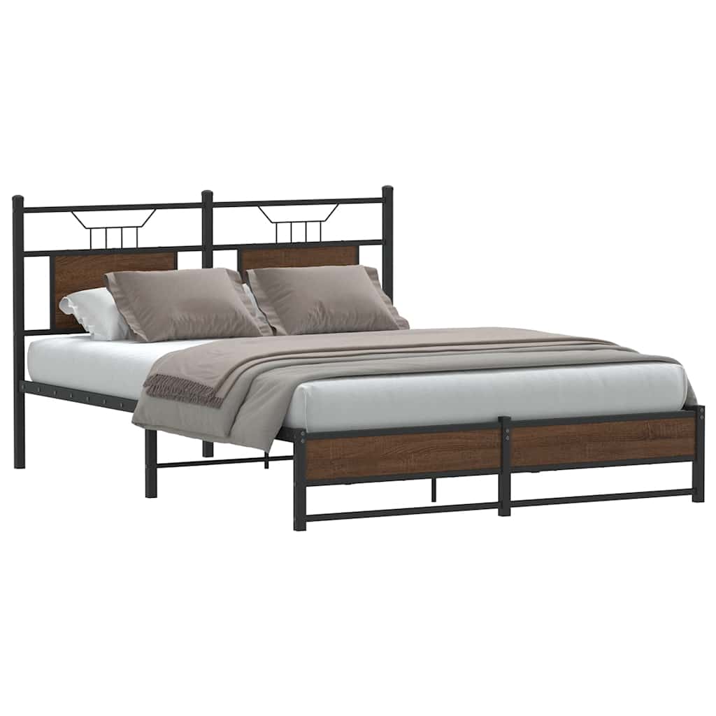vidaXL Bed Frame without Mattress Brown Oak 140x200 cm Engineered Wood