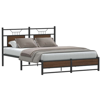 vidaXL Bed Frame without Mattress Brown Oak 140x200 cm Engineered Wood