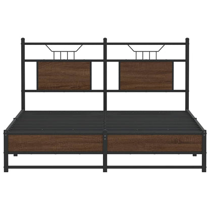 vidaXL Bed Frame without Mattress Brown Oak 150x200 cm King Size Engineered Wood