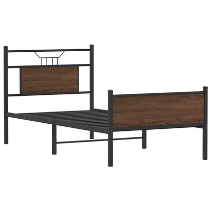 vidaXL Bed Frame without Mattress Brown Oak 75x190 cm Small Single Engineered Wood