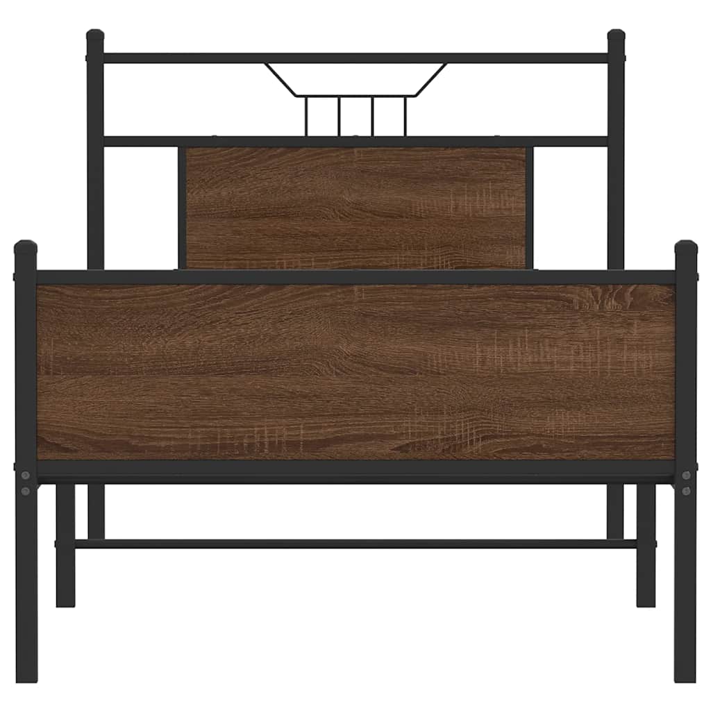 vidaXL Bed Frame without Mattress Brown Oak 75x190 cm Small Single Engineered Wood