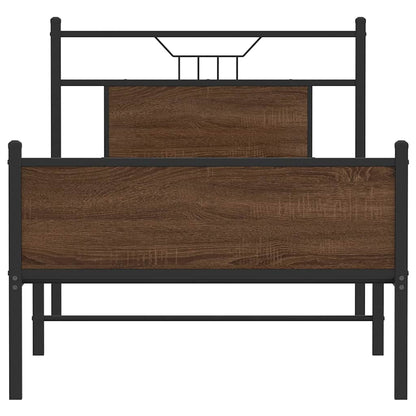 vidaXL Bed Frame without Mattress Brown Oak 75x190 cm Small Single Engineered Wood
