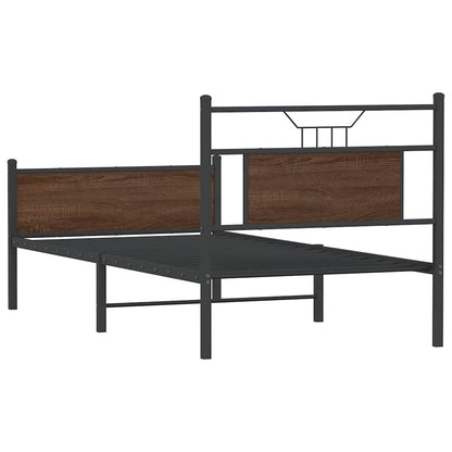vidaXL Bed Frame without Mattress Brown Oak 75x190 cm Small Single Engineered Wood