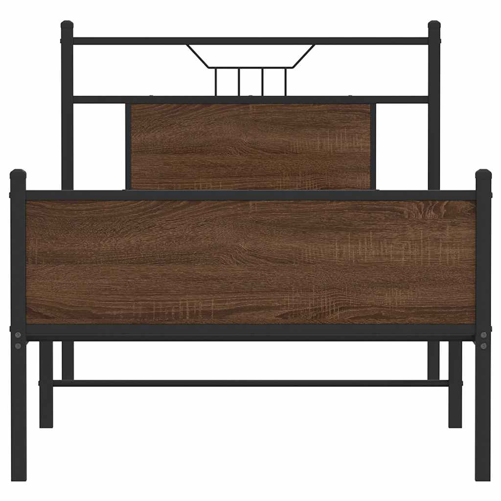 vidaXL Bed Frame without Mattress Brown Oak 80x200 cm Engineered Wood