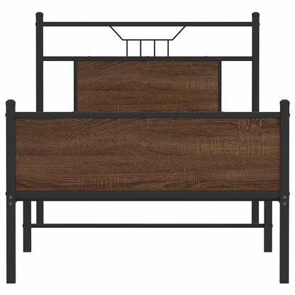 vidaXL Bed Frame without Mattress Brown Oak 90x200 cm Engineered Wood