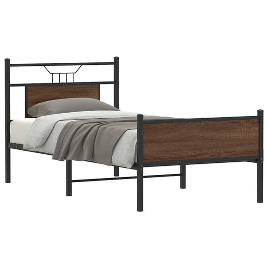 vidaXL Bed Frame without Mattress Brown Oak 90x200 cm Engineered Wood