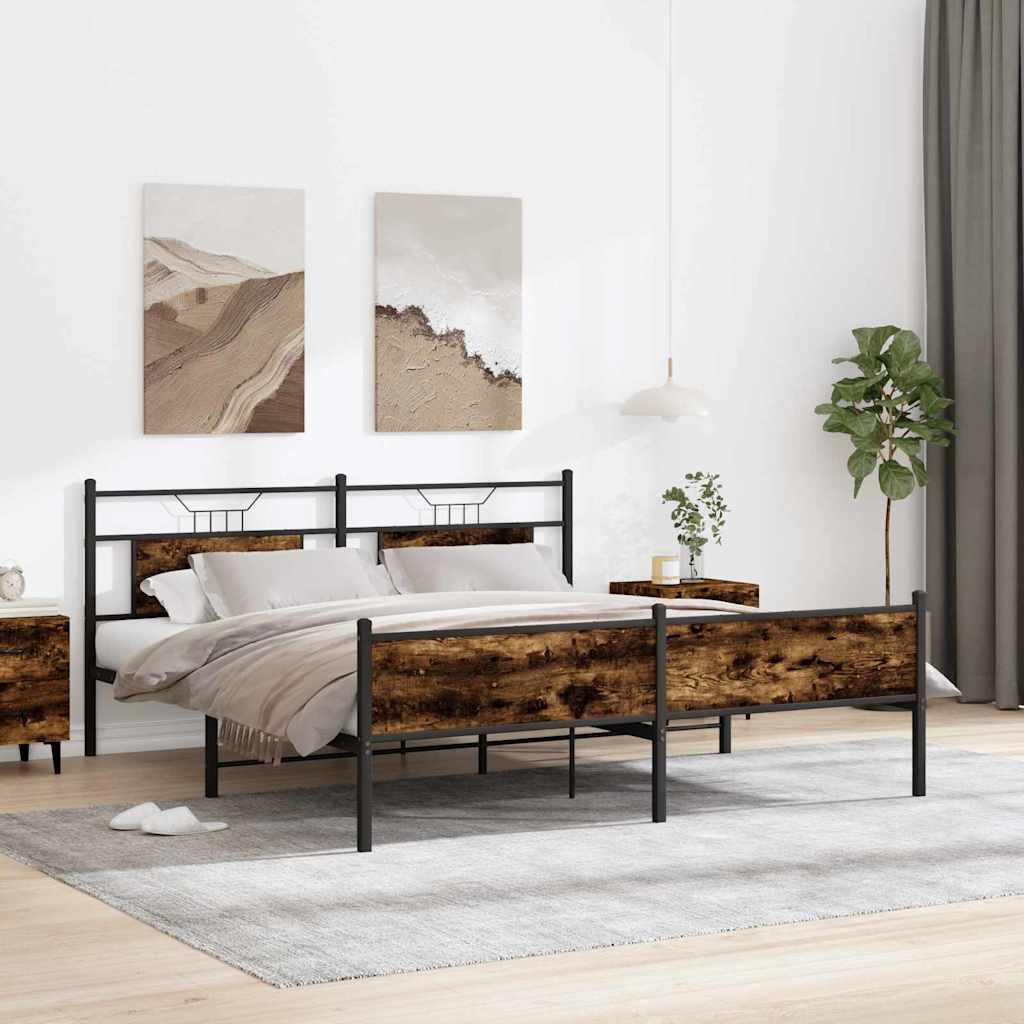 vidaXL Bed Frame without Mattress Brown Oak 100x190 cm Engineered Wood