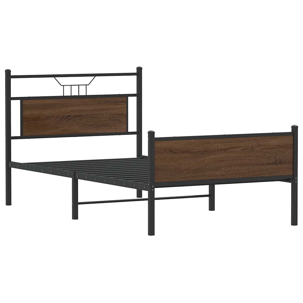 vidaXL Bed Frame without Mattress Brown Oak 100x200 cm Engineered Wood
