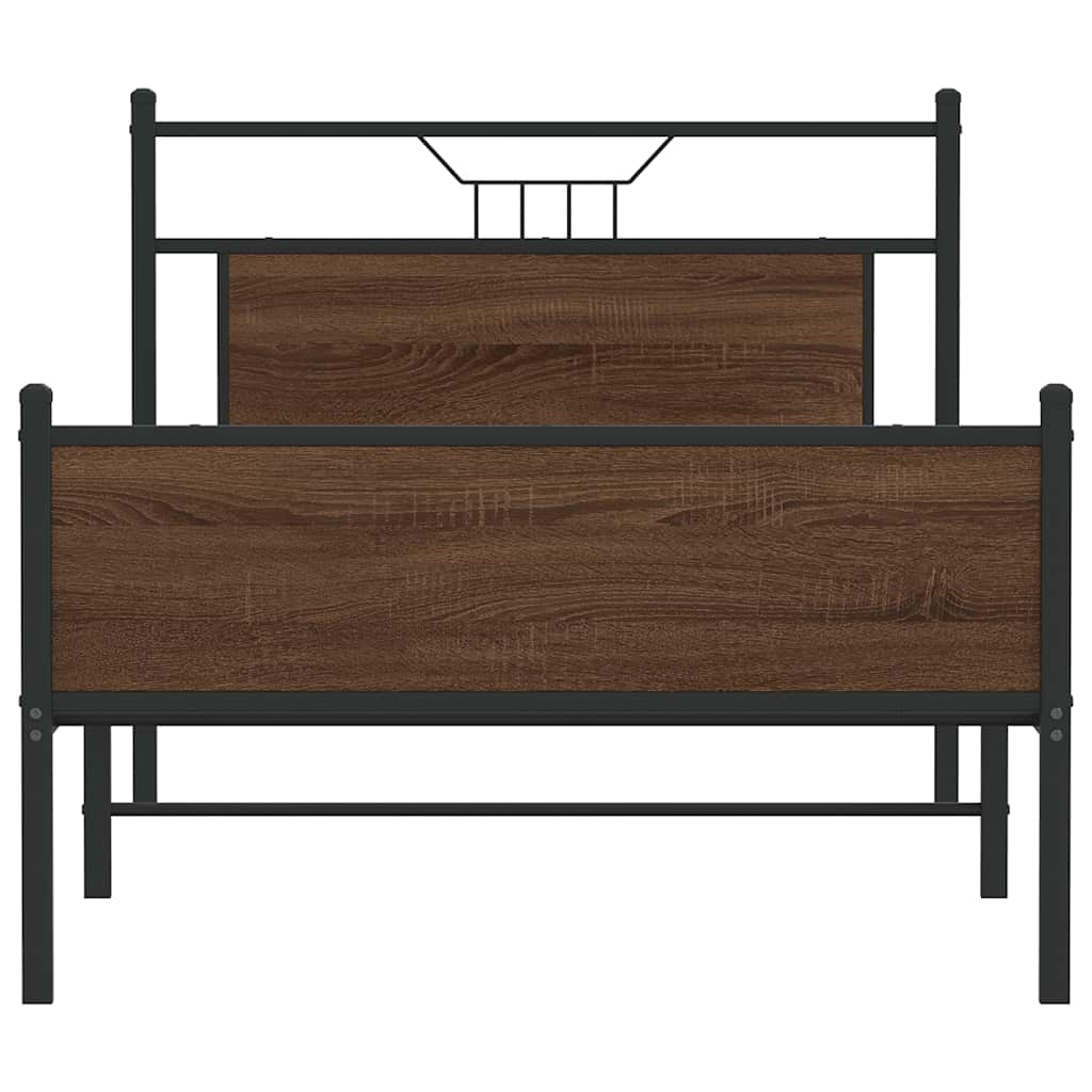 vidaXL Bed Frame without Mattress Brown Oak 100x200 cm Engineered Wood