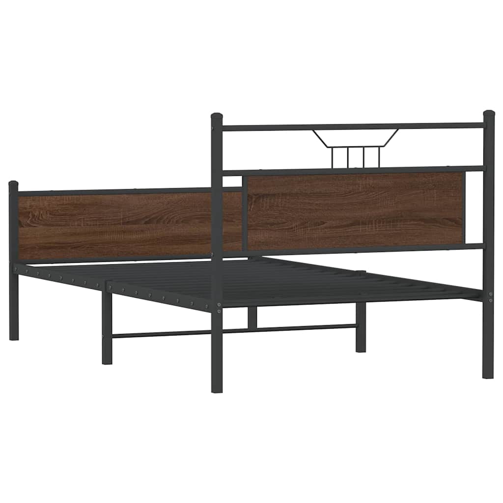 vidaXL Bed Frame without Mattress Brown Oak 100x200 cm Engineered Wood