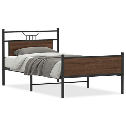 vidaXL Bed Frame without Mattress Brown Oak 107x203 cm Engineered Wood