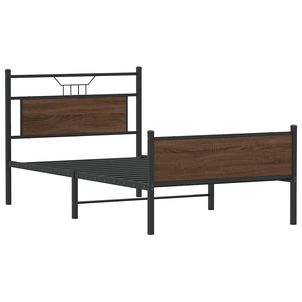 vidaXL Bed Frame without Mattress Brown Oak 107x203 cm Engineered Wood