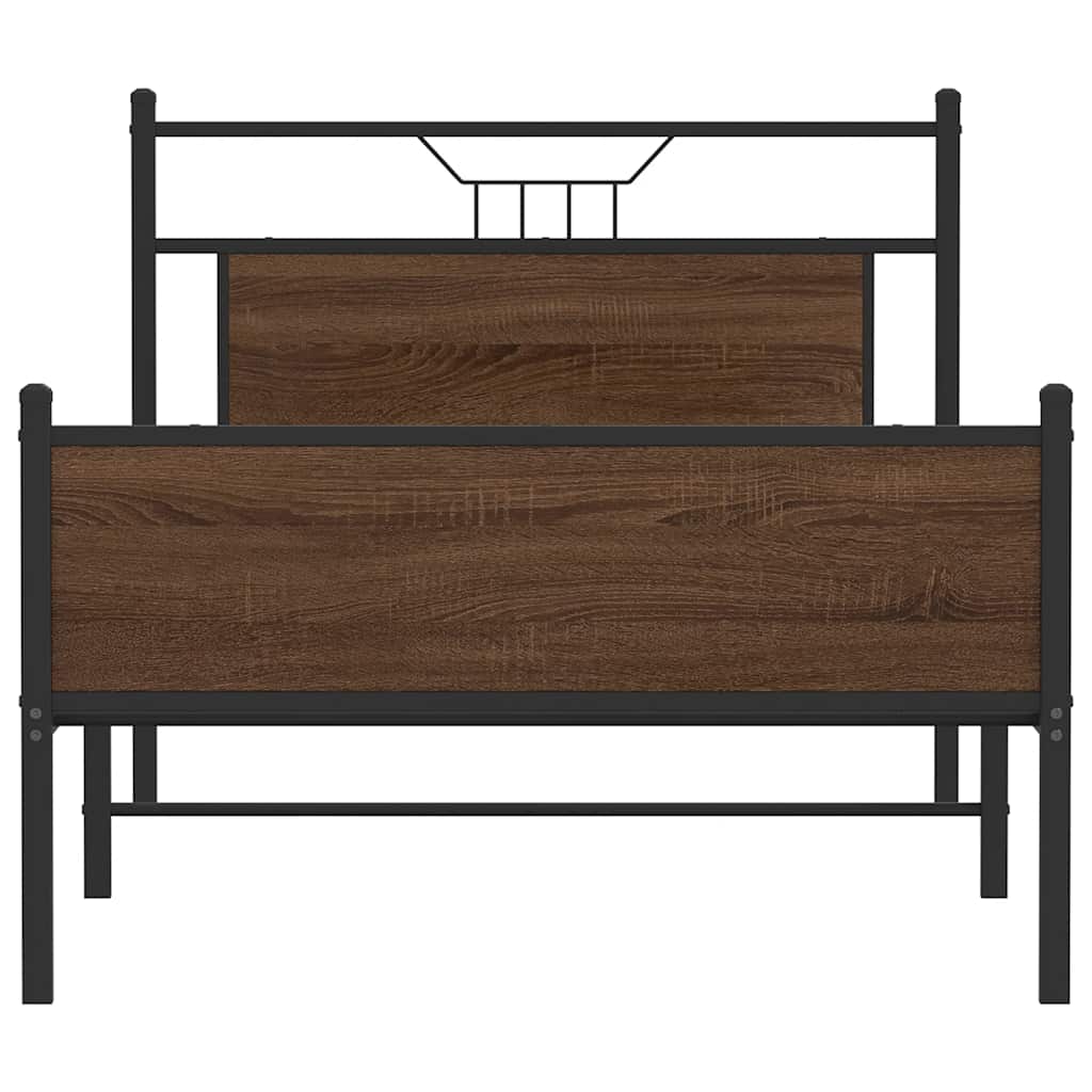 vidaXL Bed Frame without Mattress Brown Oak 107x203 cm Engineered Wood