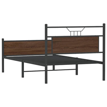 vidaXL Bed Frame without Mattress Brown Oak 107x203 cm Engineered Wood