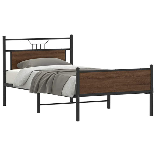 vidaXL Bed Frame without Mattress Brown Oak 107x203 cm Engineered Wood