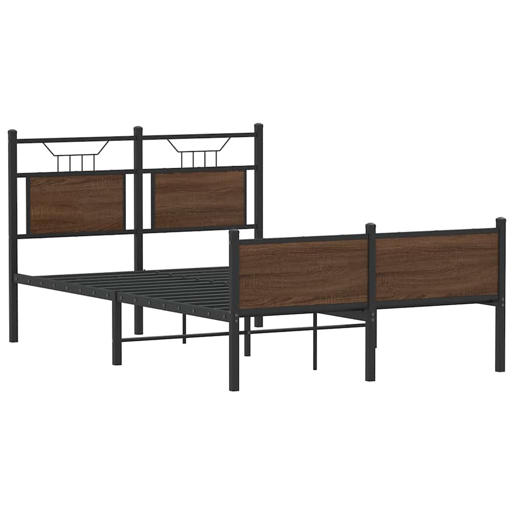 vidaXL Bed Frame without Mattress Brown Oak 120x190 cm Small Double Engineered Wood