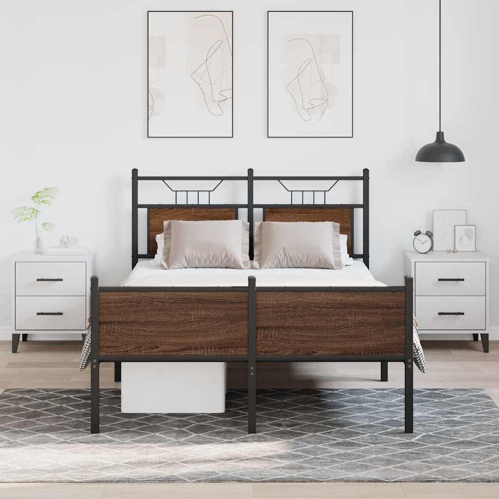 vidaXL Bed Frame without Mattress Brown Oak 120x190 cm Small Double Engineered Wood
