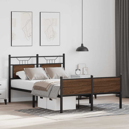 vidaXL Bed Frame without Mattress Brown Oak 120x190 cm Small Double Engineered Wood