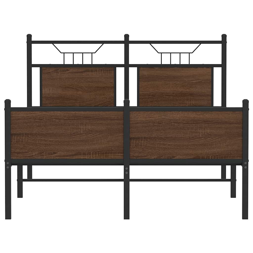 vidaXL Bed Frame without Mattress Brown Oak 120x190 cm Small Double Engineered Wood