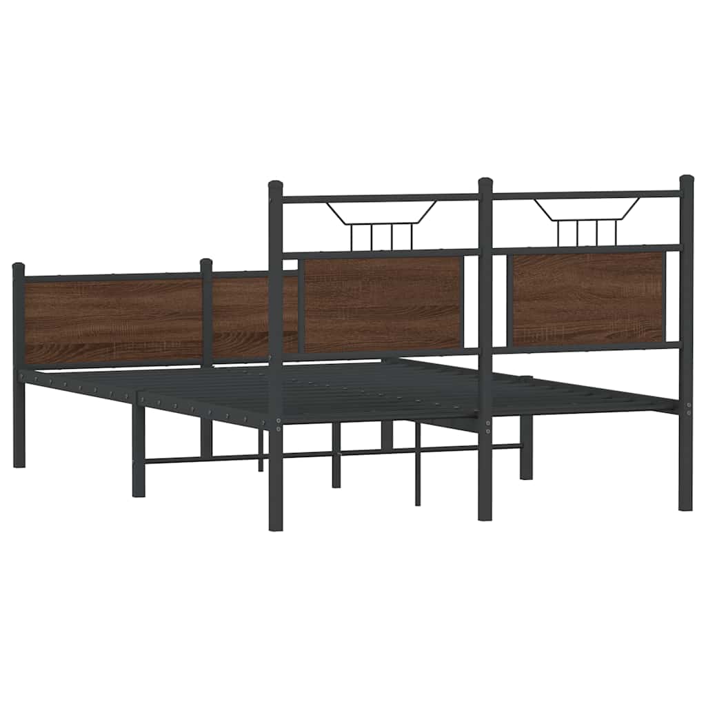 vidaXL Bed Frame without Mattress Brown Oak 120x190 cm Small Double Engineered Wood