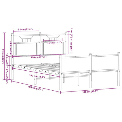 vidaXL Bed Frame without Mattress Brown Oak 120x190 cm Small Double Engineered Wood