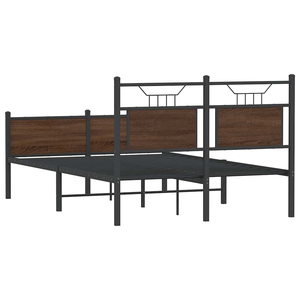 vidaXL Bed Frame without Mattress Brown Oak 120x200 cm Engineered Wood