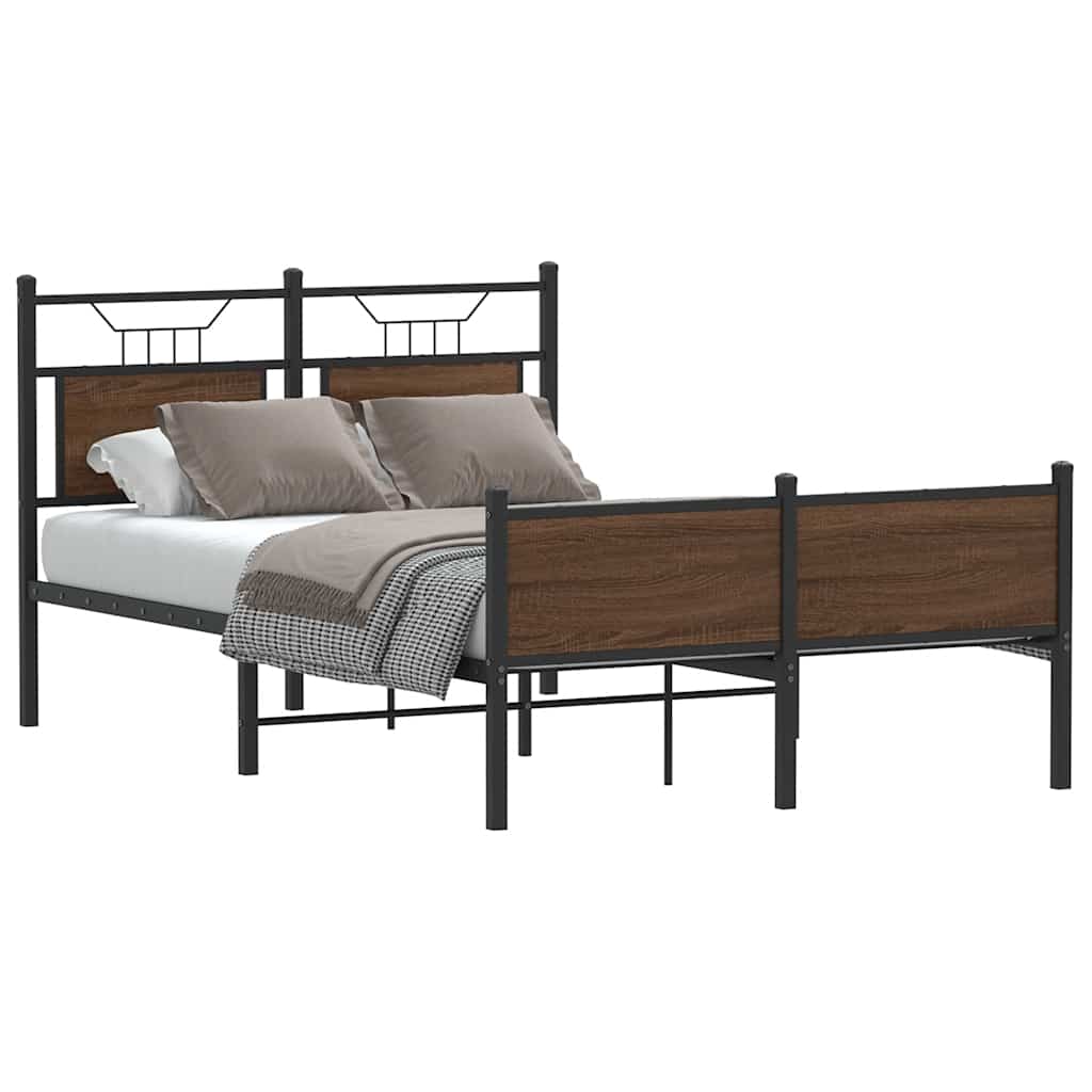 vidaXL Bed Frame without Mattress Brown Oak 120x200 cm Engineered Wood