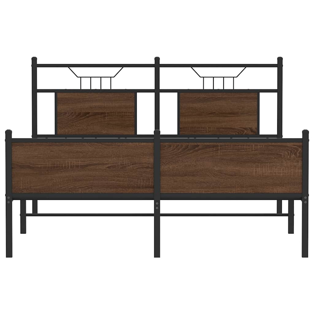 vidaXL Bed Frame without Mattress Brown Oak 137x190 cm Engineered Wood