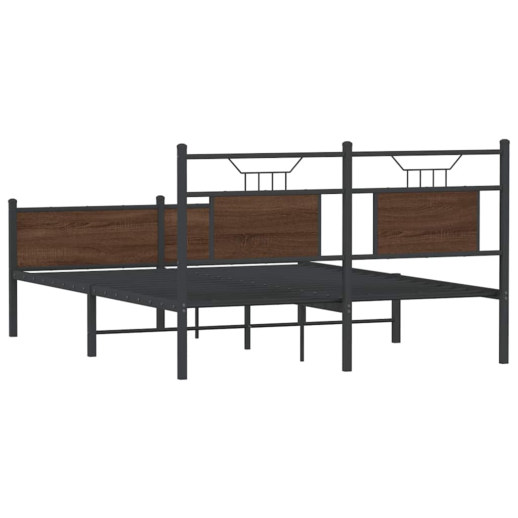 vidaXL Bed Frame without Mattress Brown Oak 137x190 cm Engineered Wood