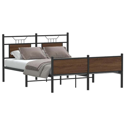 vidaXL Bed Frame without Mattress Brown Oak 137x190 cm Engineered Wood