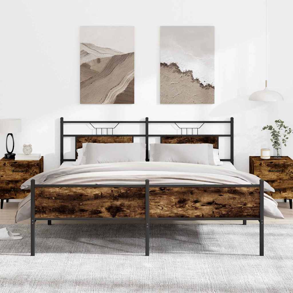 vidaXL Bed Frame without Mattress Brown Oak 137x190 cm Engineered Wood