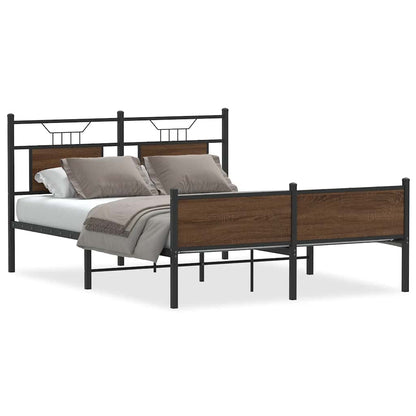 vidaXL Bed Frame without Mattress Brown Oak 140x190 cm Engineered Wood